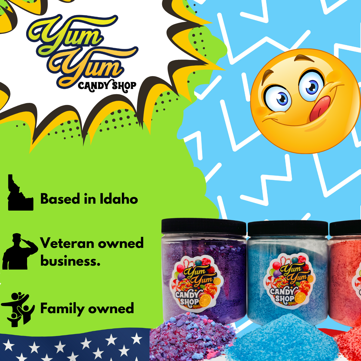 Candy Dipping Powder - Sour Blue Raspberry - Wild Cherry - Cotton Candy - Lick Dip Coating Powder