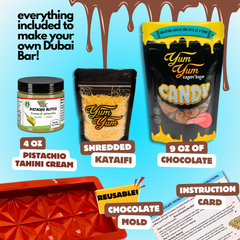 Dubai Pistachio Chocolate Bar Kit – DIY White, Dark & Milk Chocolate | Yum Yum Candy Shop
