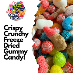 Crispy crunchy freeze dried gummies candy mix in assorted colors