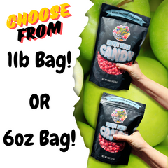 Freeze dried apple cinnamon hotties available in 1lb or 6oz bags