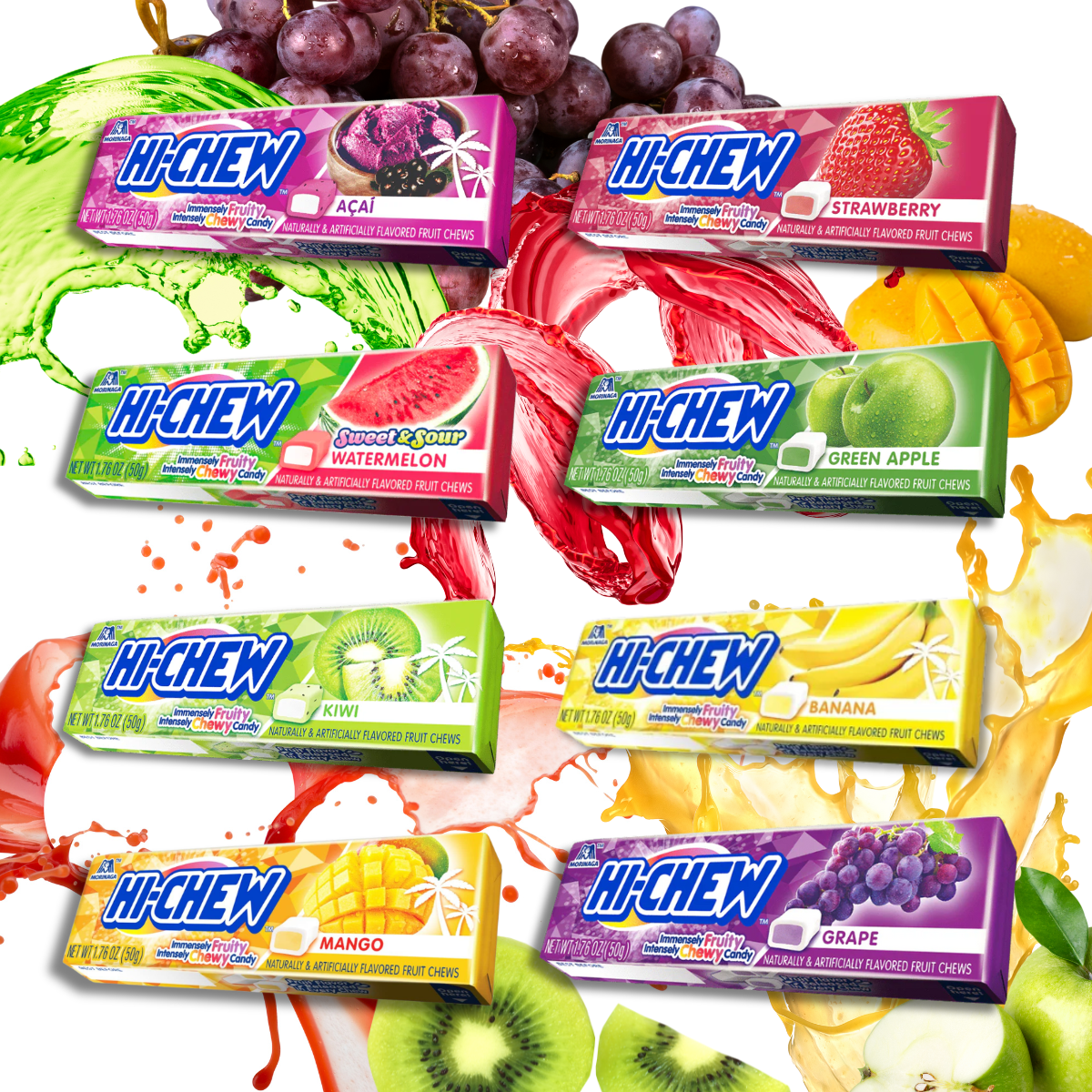 Hi-Chew fruit candy sticks with splashing fruit assorted flavors