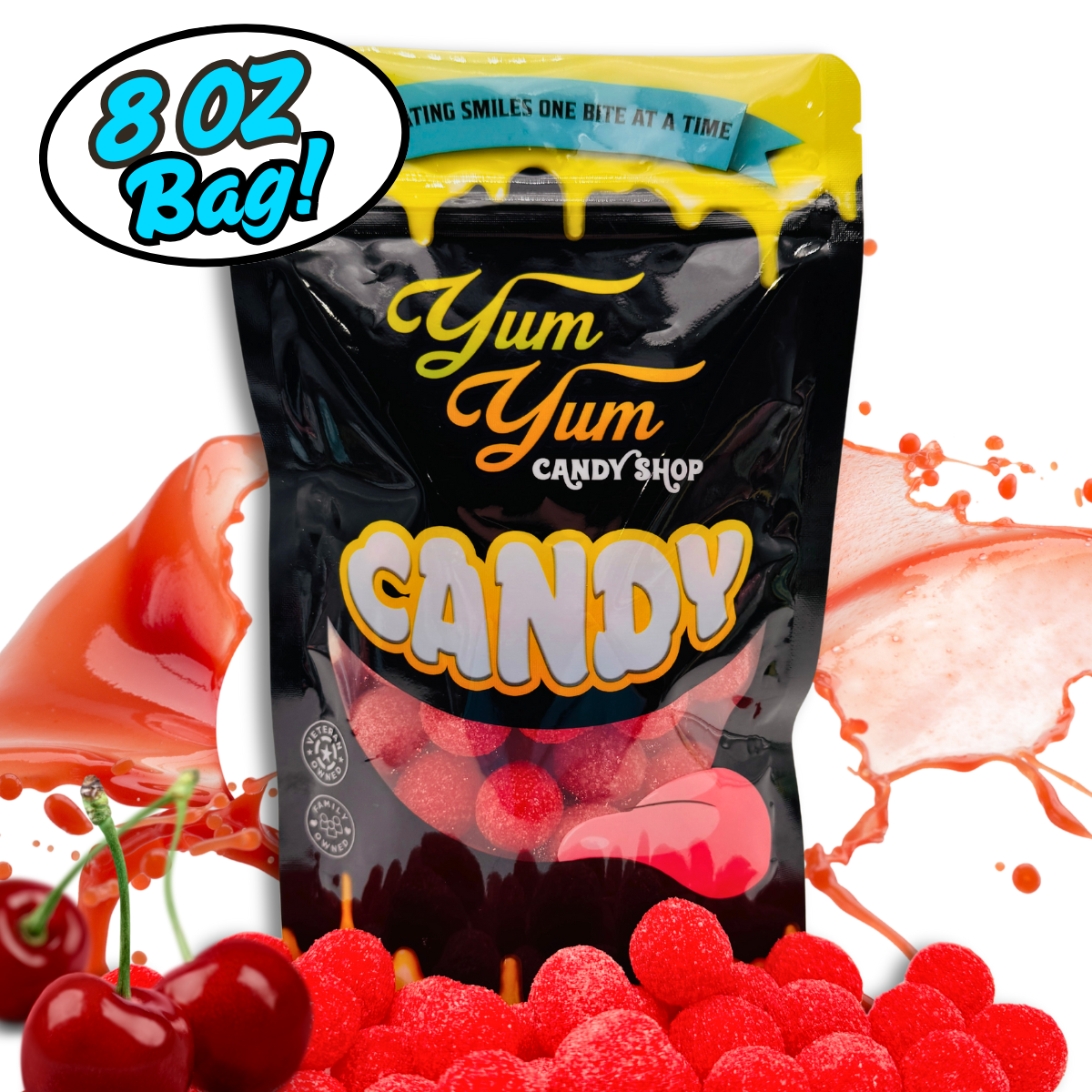 Extreme Sour Balls Candy 8oz Bag - Cherry - Green Apple - Blue Raspberry - Grapefruit - Grape - Piña Colada |