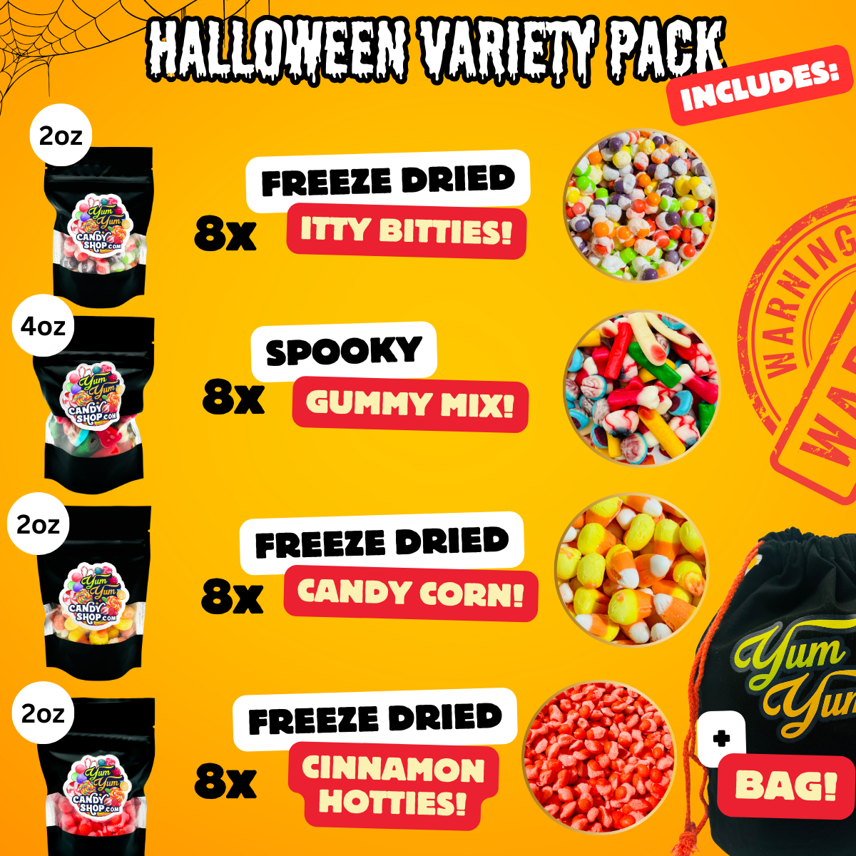 Halloween Freeze Dried Candy Party Pack of Freeze Dried and Gummy Candy Bundle