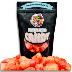 Freeze Dried Chili Lime Peach Hearts Candy - Crunchy Freeze Dried Ring Candies 4oz Bag Snack