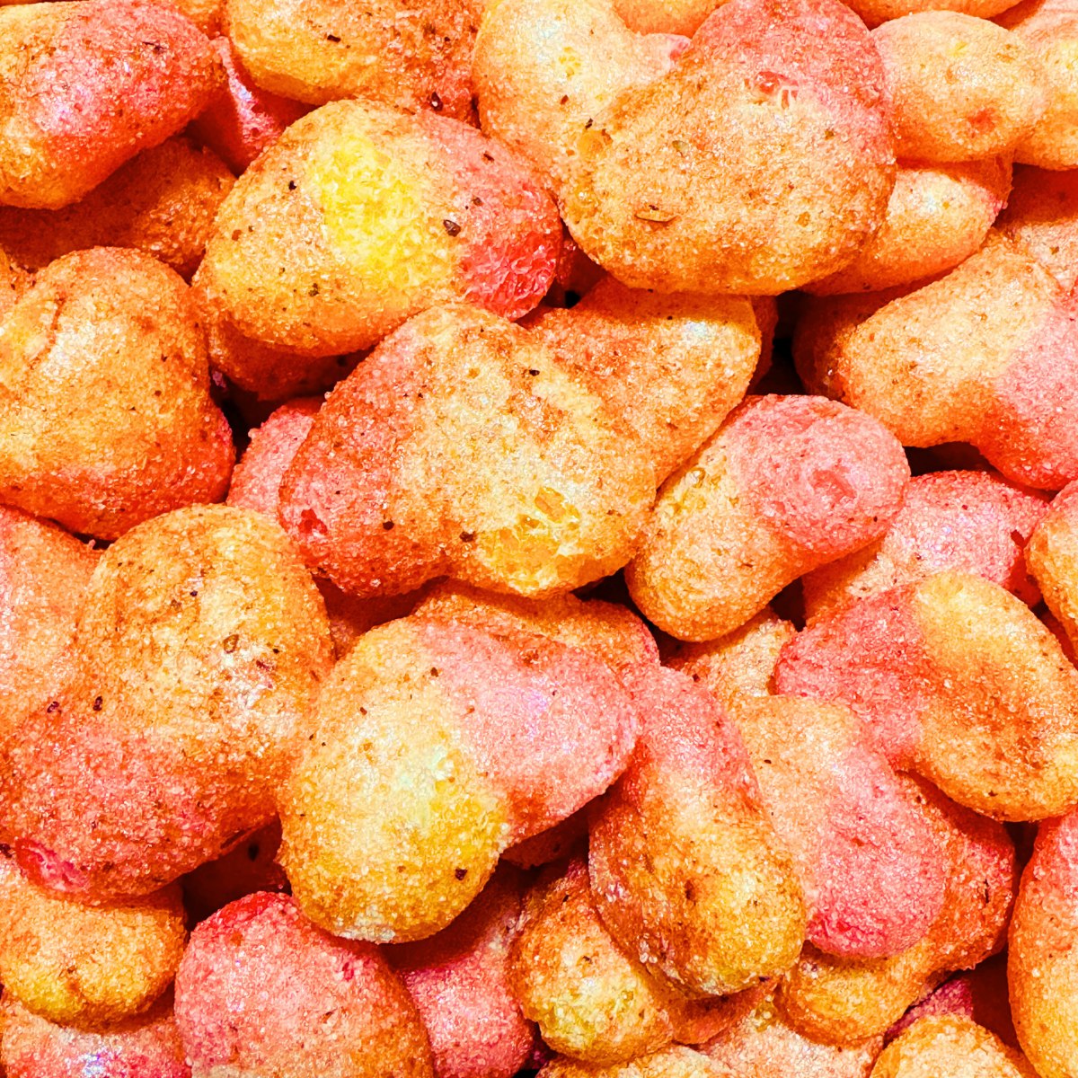 Freeze Dried Chili Lime Peach Hearts Candy - Crunchy Freeze Dried Ring Candies 4oz Bag Snack