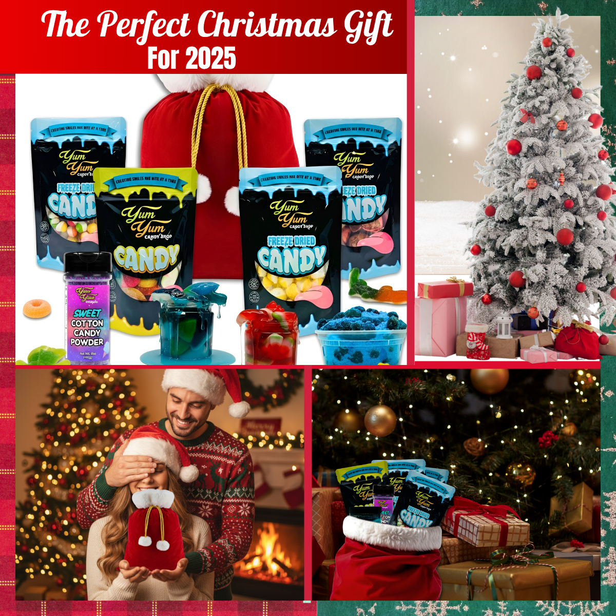Collage of Christmas-themed products and festive scenes with text 'The Perfect Christmas Gift For 2025'.