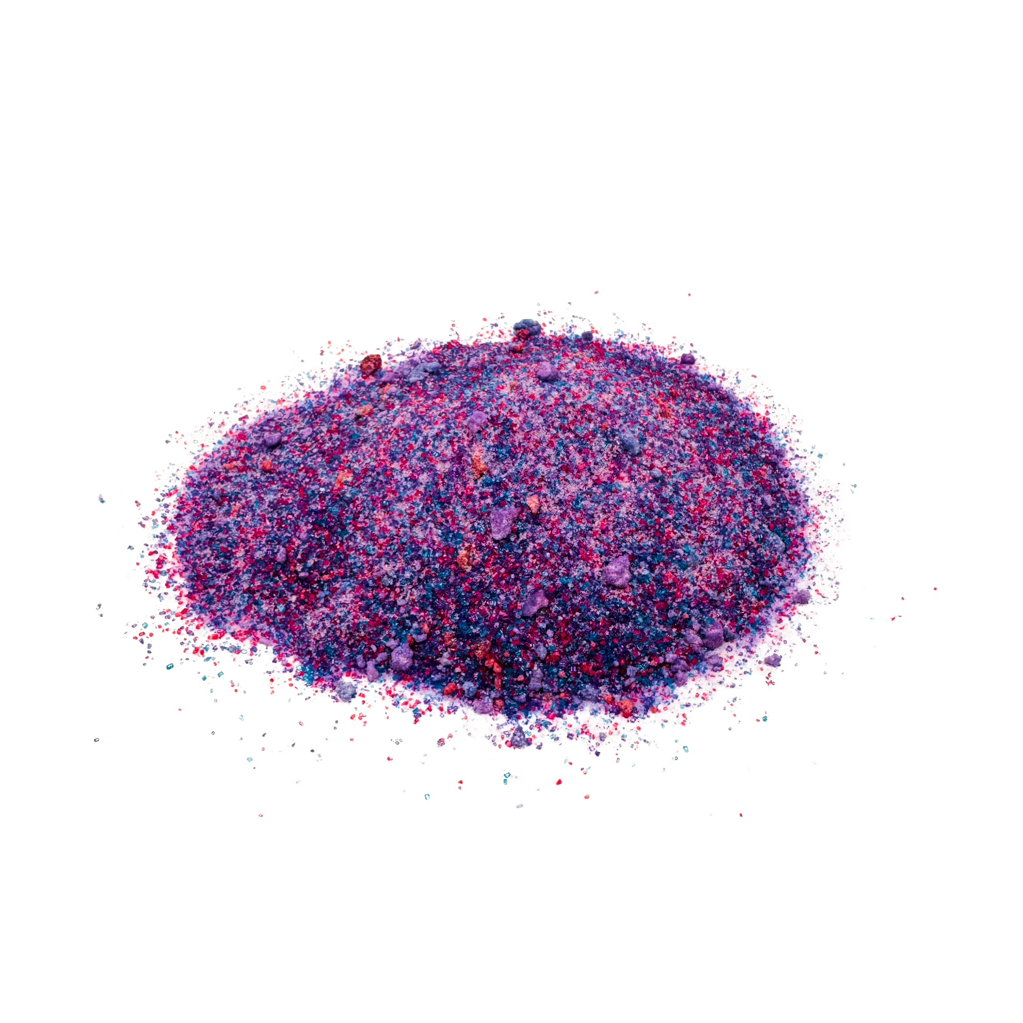 Purple and pink powder on a white background