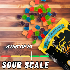 Yum Yum Candy Shop Extreme Sour Gummy Candy Cubes – 6 out of 10 on sour scale