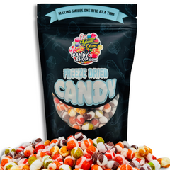 Front view of Yum Yum Candy Shop Freeze-Dried Chamoy Itty Bitties in resealable bag.