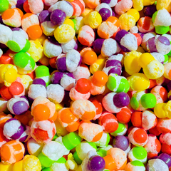Close-up of colorful Freeze-Dried Itty Bitties candy pieces.