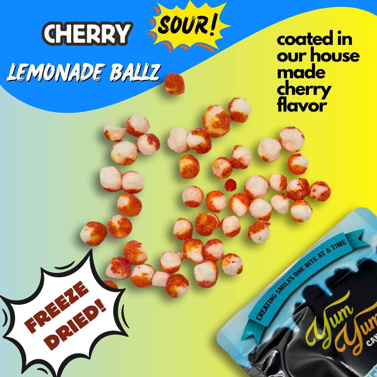 Sour Cherry Lemonade Balls Freeze Dried Lemon Candy