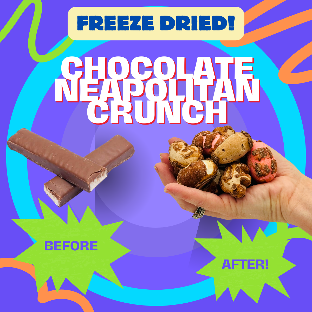 Freeze Dried Chocolate Neapolitan Crunch – Before and After Transformation for Ultimate Crispy Texture