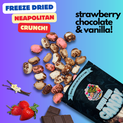Freeze Dried Neapolitan Crunch Candy Pieces – Strawberry, Chocolate & Vanilla Treats with Light Crunch