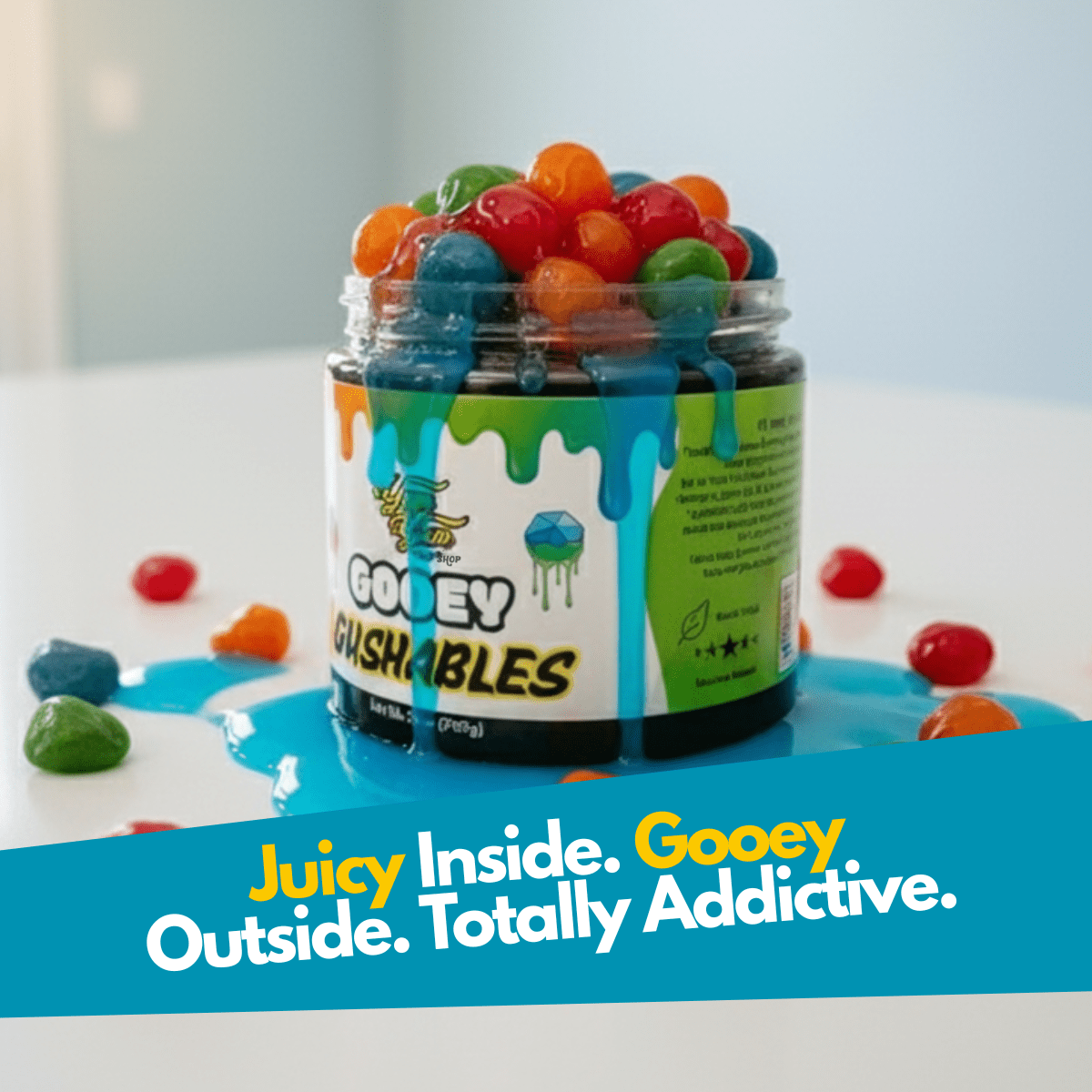 Gooey Gushables - Juicy Fruit Snacks in Sour Blue Raspberry Goo ...