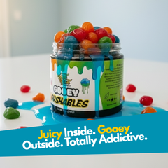 Gooey Gushables - Juicy Fruit Snacks in Sour Blue Raspberry Goo ...