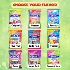 Hi-Chew flavor selection chart showing all available varieties.