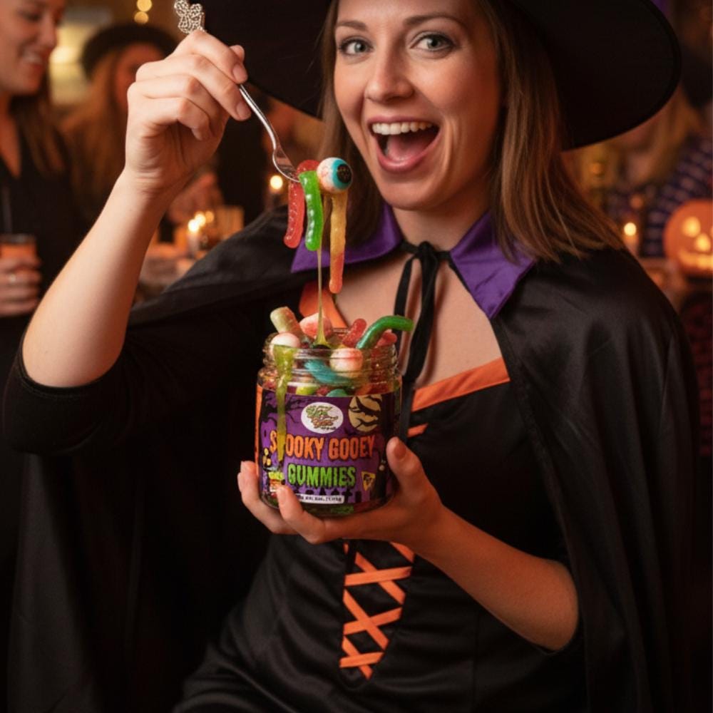 Sour Spooky Gooey Gummies Halloween Gummy Candy In Green Apple Slime Ultimate Scary Mix