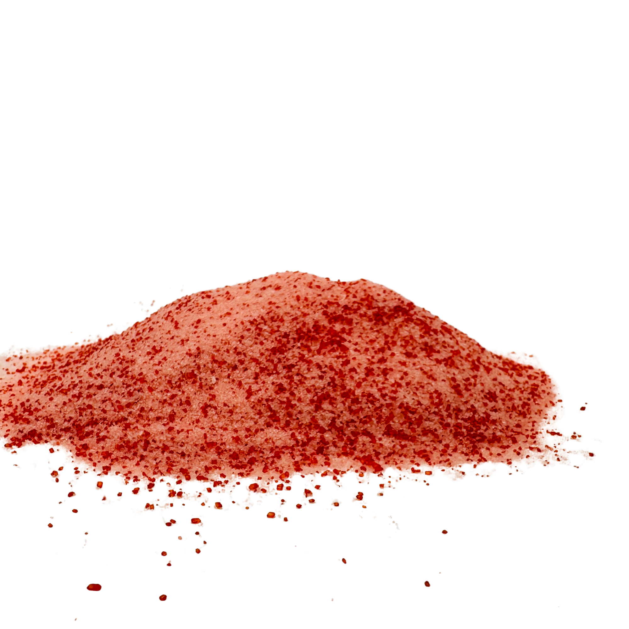 Pile of red powder on a white background