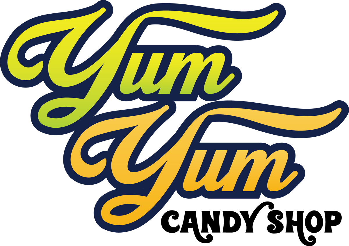 A stylized text logo that reads 'YUM YUM' in bold yellow and green gradient colors.