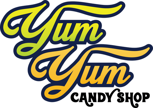 A stylized text logo that reads 'YUM YUM' in bold yellow and green gradient colors.